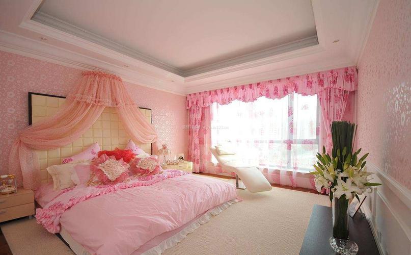 公主粉色卧室图片可爱粉色公主风格卧室装修效果图简欧风格装修效果