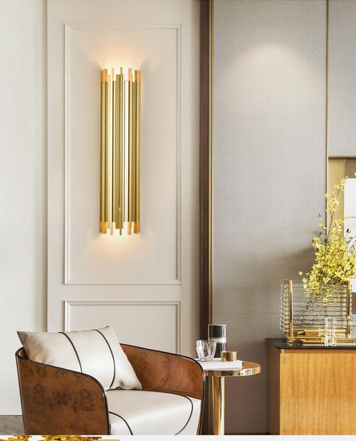 后现代简约轻奢金色壁灯创意个性客厅背景墙灯北欧风格