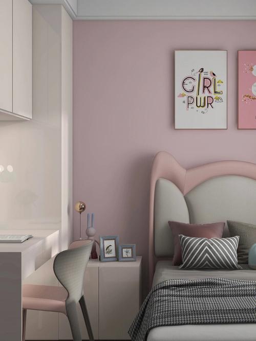 原创设计粉色系的房间是大多女孩子的首选选用饱和度较低的粉色和