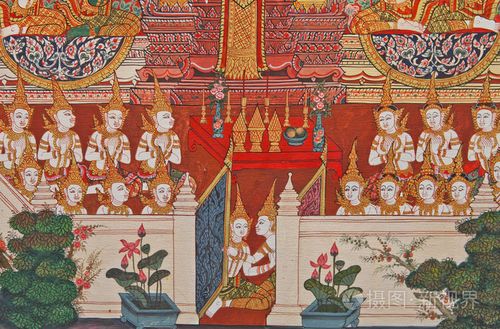 泰国艺术绘画在泰国的一座寺庙