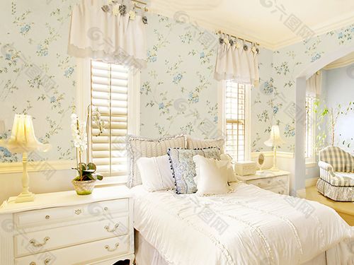 蓝玫瑰墙纸卧室装修效果图装饰装修素材免费下载图片编号9013266
