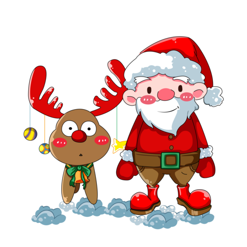 卡通圣诞老人和麋鹿图片