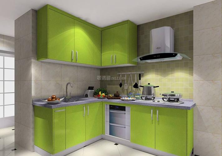 现代小厨房果绿色橱柜装修效果图片