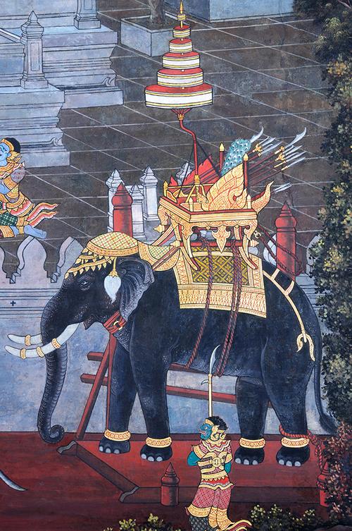 泰国大象绘画艺术主题设计高清图片