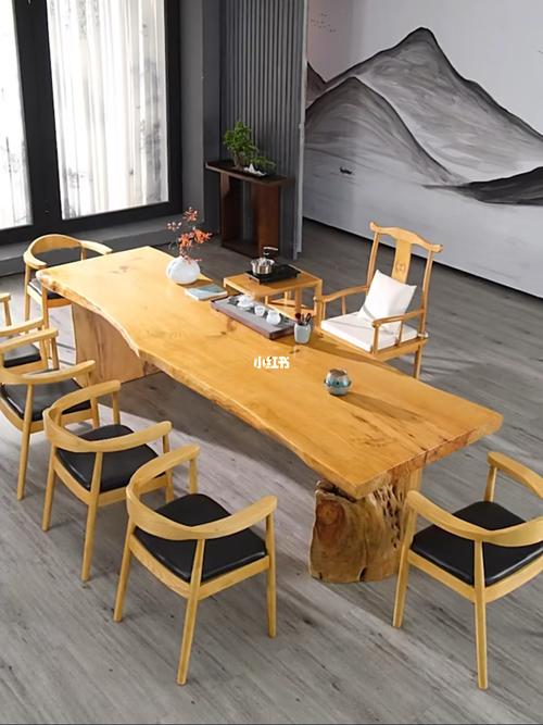 实木大板茶桌椅新中式禅意茶台办公室泡茶桌