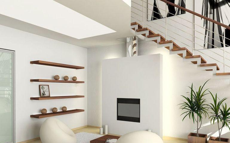 151200平米五居室现代风格复式房白色客厅楼梯装修效果图