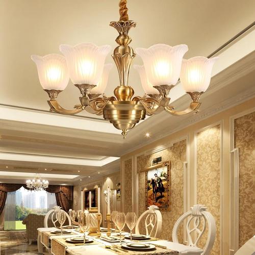 轻奢全铜吊灯欧美式装修风格纯铜灯具双庆家庭客厅餐厅灯