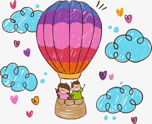 情人节卡通热气球矢量图下载
