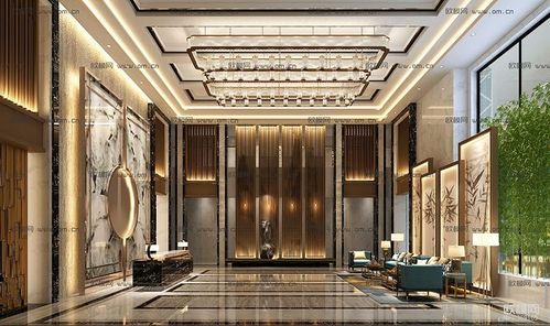 新中式酒店大堂3d模型精品3d模型3d模型免费下载欧模网