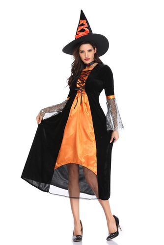 新款大码万圣节女巫服装成人角色扮演halloween巫婆cosplay演出服