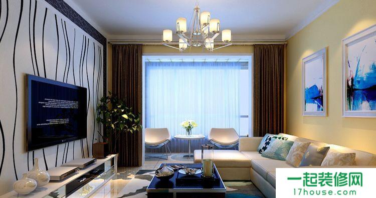 现代简约二居室客厅窗帘装修效果图欣赏