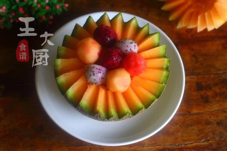简约又美观的哈密瓜水果拼盘最小清新的水果吃法爱到不行