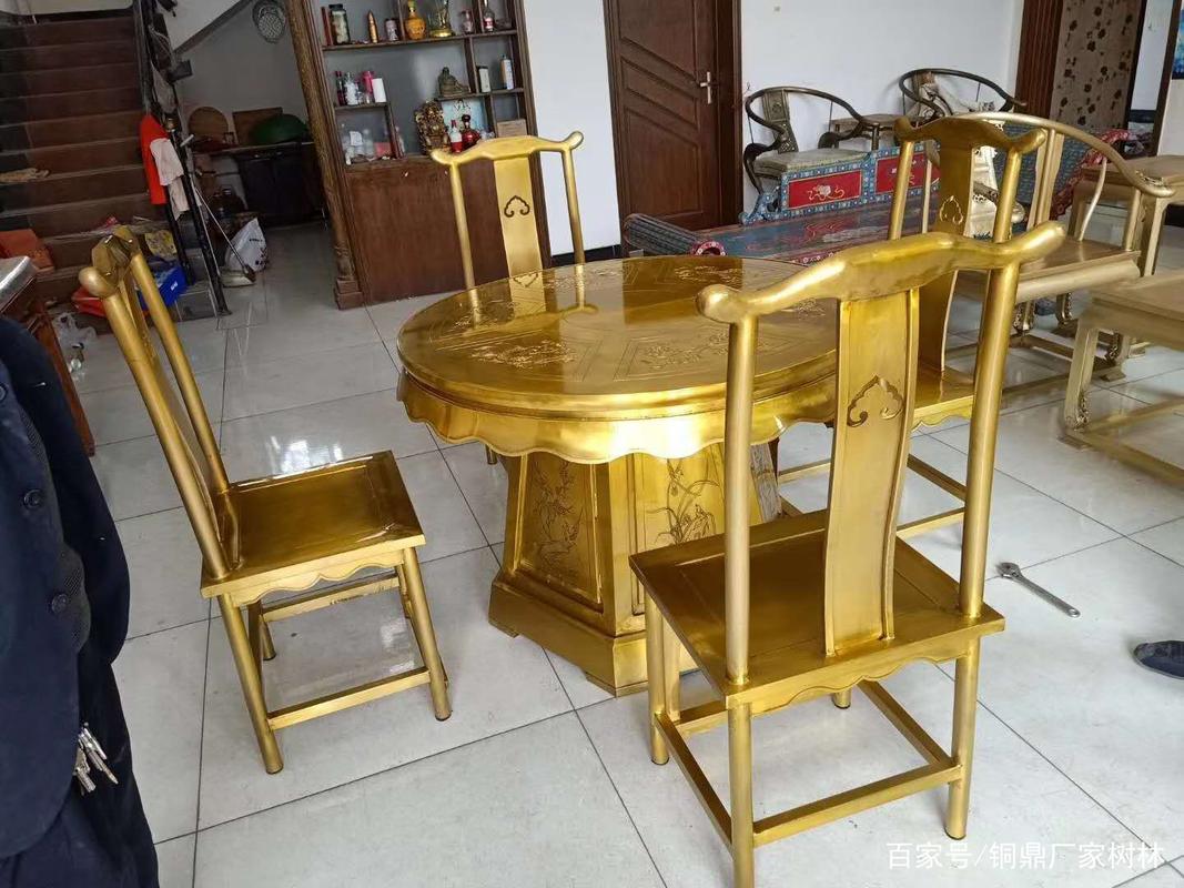 定制铜椅子铜桌子铸铜桌凳黄铜紫铜青铜桌椅摆件家居客厅复古座椅