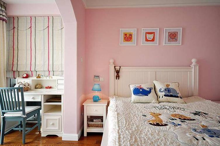 粉色儿童房壁纸装修图片