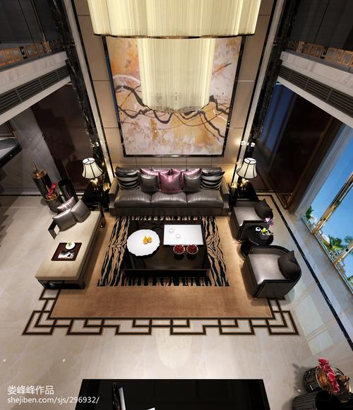 精选面积122平复式客厅中式装修设计效果图客厅中式现代客厅设计图片