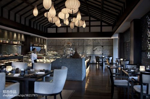 中式度假酒店餐厅装修图片酒店空间设计图片赏析