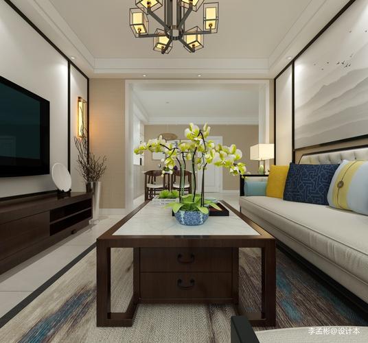 新中式小户型客厅客厅中式现代80m05三居设计图片赏析