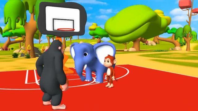 动物动画大象和它的伙伴们打篮球