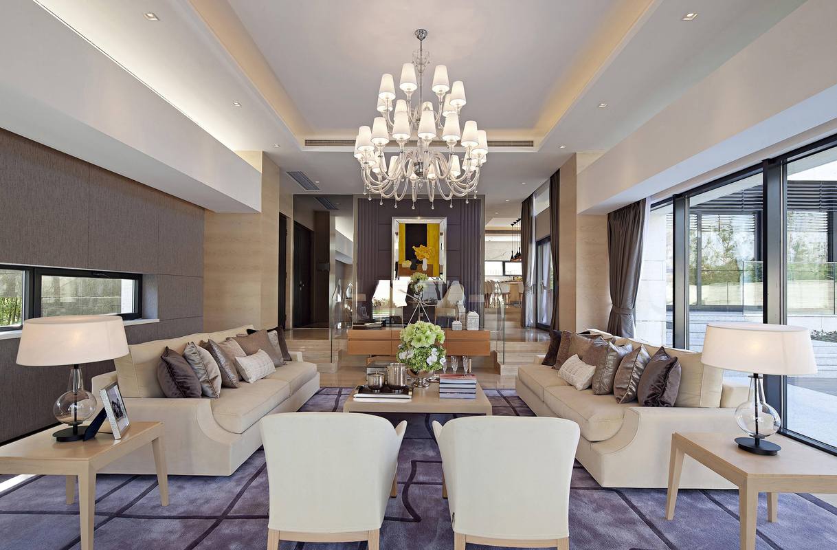 290平米现代创意风格镂空别墅客厅装修效果图