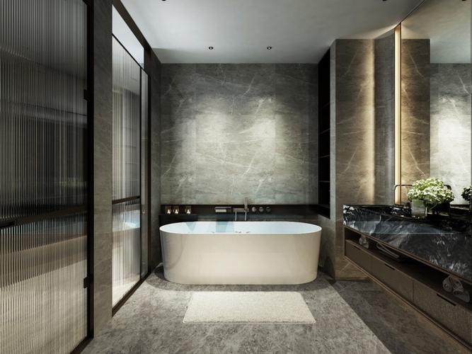 东胜紫御府轻奢新中式卫生间浴缸2图中式现代卫生间设计图片赏析