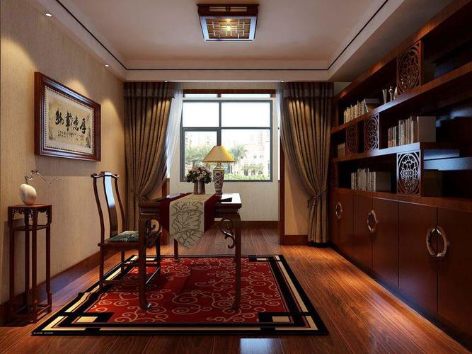 中式风格四居室书房书柜装修效果图欣赏338835546