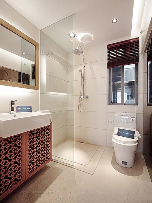 东南亚风格家用卫生间玻璃隔断浴室装修效果图68
