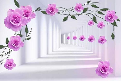 xt18086美式花朵紫色玫瑰花藤3d立体门框