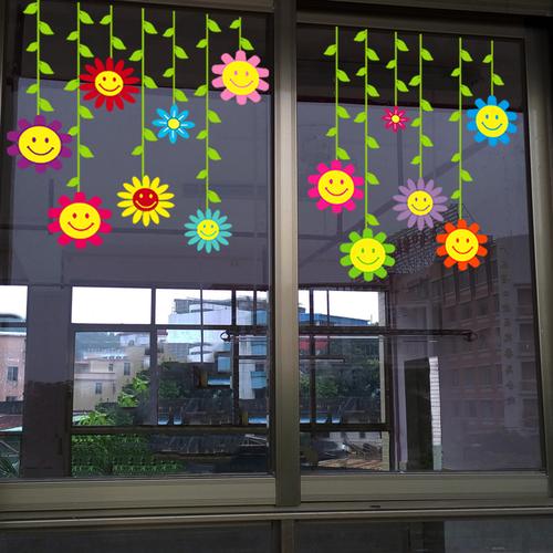 贴纸幼儿园玻璃门卡通创意窗户教室班级装饰装饰布软装墙贴