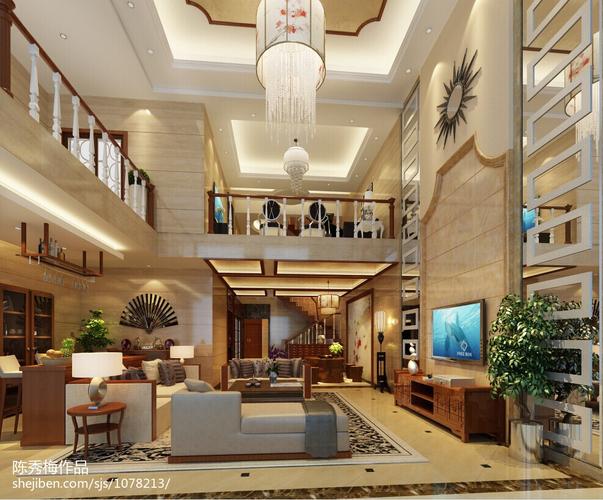 客厅客厅中式现代400m05别墅豪宅设计图片赏析