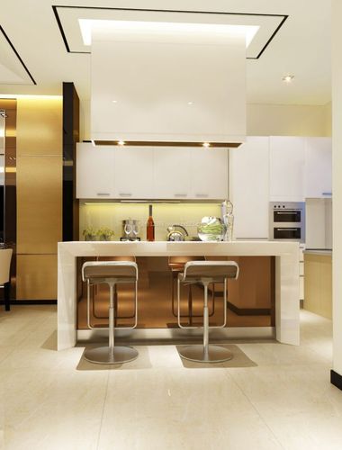 现代室内装修开放式厨房吧台餐桌效果图