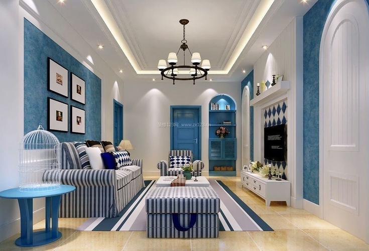 地中海风格别墅客厅整体的设计装修效果图案例