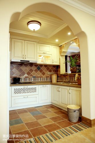 现代美式厨房卫生间地砖效果图