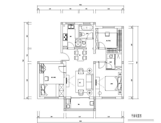 江苏90三室一厅一厨一卫住宅装修施工图