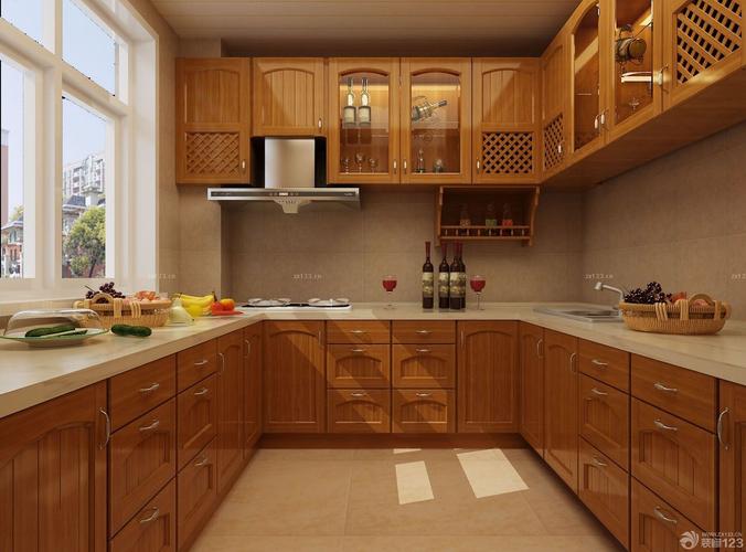 美式u型厨房橱柜设计装修效果图欣赏