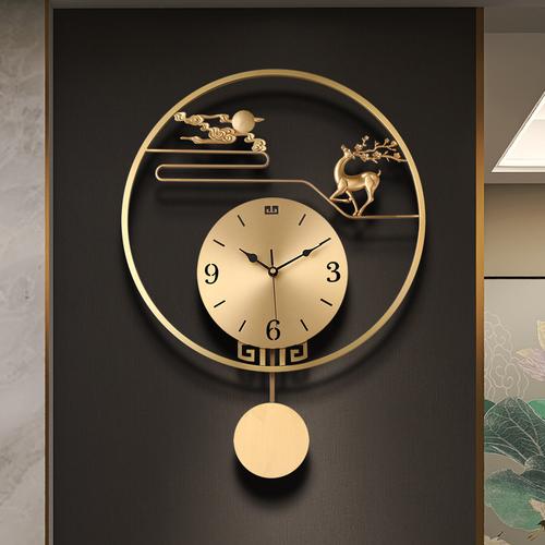 新中式纯铜挂钟轻奢钟表客厅2021新款高档创意大气时钟挂墙石英钟