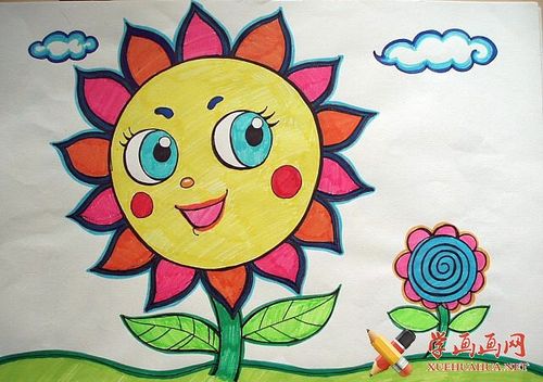 小学生儿童画作品《太阳花》