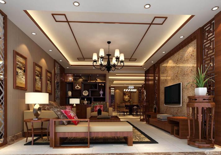 最新140平米中式客厅装修样板房设计456装修效果图