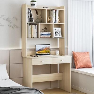 书桌书柜一体房间白色电脑桌带书架台式家用组合写字台卧室小户型