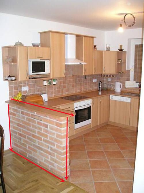 在厨房用红砖砌个岛台结实耐用又便宜
