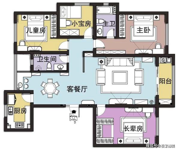 凯佳公寓160四居室装修效果图