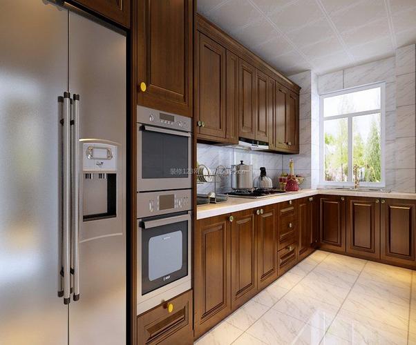 2022新中式厨房橱柜实木门板装修图片装信通网效果图