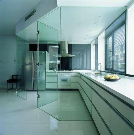厨房透明隔断装修设计厨房透明玻璃隔断效果图