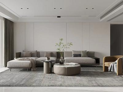 客厅现代风格装修效果图沙发背景墙使用了较温润自然的木饰面板.