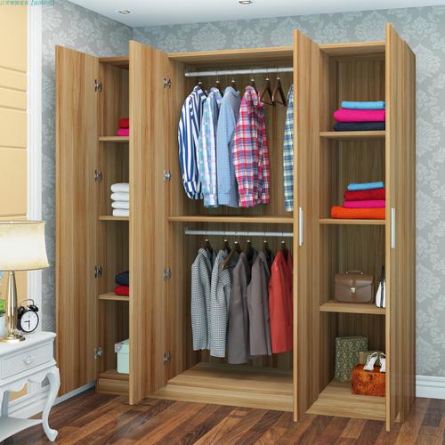 新款现代卧室简易衣柜宜家实木质整体衣橱阳台柜两门三