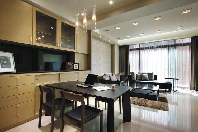 现代简约风格餐厅单身公寓设计图客厅简洁收纳柜效果图齐家网装修