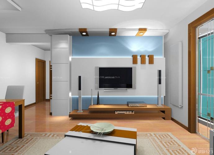现代中式风格小客厅时尚简约电视墙设计图片