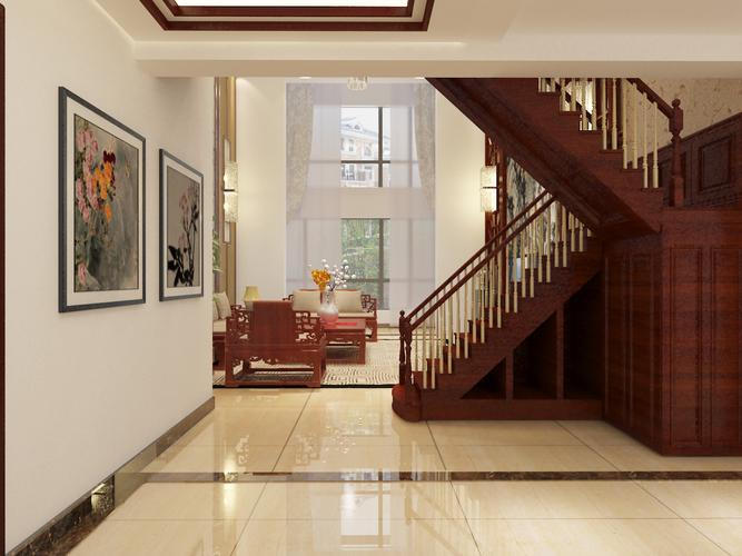 一楼的客厅上楼中式楼梯装修美图