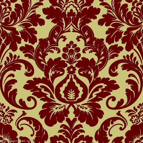 红色古典欧式大马士革花壁纸素材
