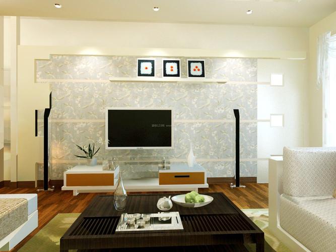 现代客厅电视背景墙壁纸大全装信通网效果图