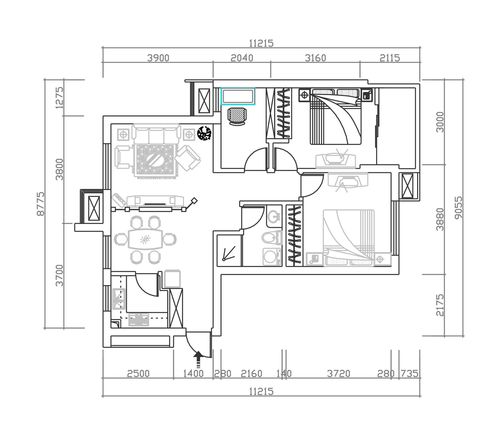 60平米小户型一房一厅平面图装修123效果图